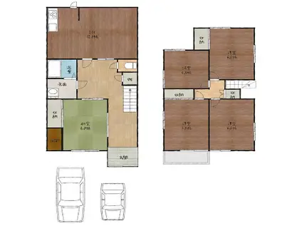 山陽本線 姫路駅 徒歩72分 2階建 築47年(5LDK)の間取り写真