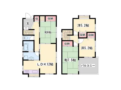 山陽本線 宝殿駅 徒歩22分 2階建 築30年(4LDK)の間取り写真