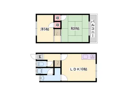 樫木ハイツ 2(2LDK/1階)の間取り写真