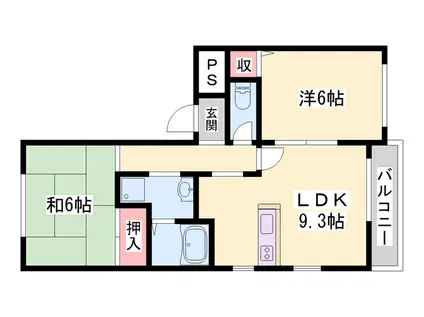 エスポワール2(2LDK/2階)の間取り写真