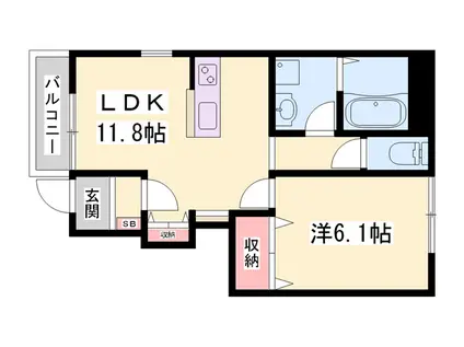 ジェミニハイム2(1LDK/1階)の間取り写真