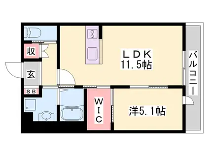 ペルル5(1LDK/1階)の間取り写真