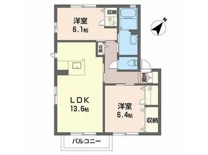 エアフォルク(2LDK/2階)の間取り写真