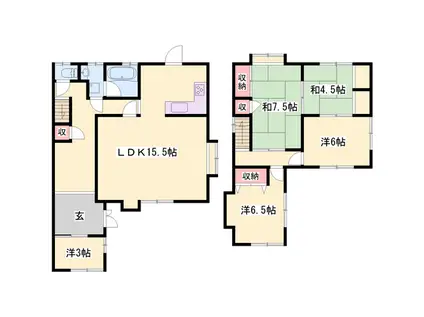 姫新線 余部駅 徒歩26分 2階建 築55年(4SLDK)の間取り写真