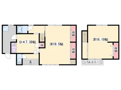 姫新線 播磨高岡駅 徒歩36分 2階建 築56年(2DK)の間取り写真