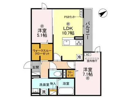 LA MAISON林崎(2LDK/2階)の間取り写真