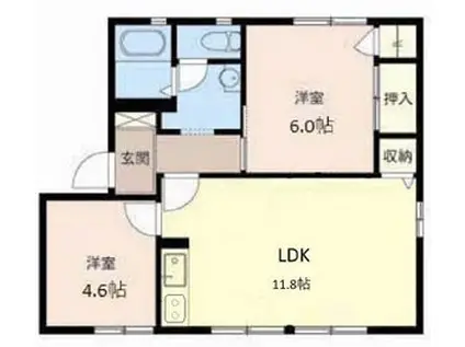 アイクスコート(2LDK/1階)の間取り写真