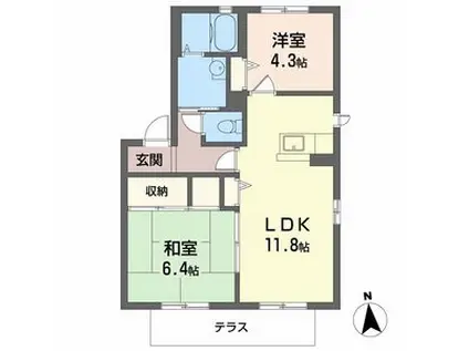 セレッソハイツ(2LDK/1階)の間取り写真