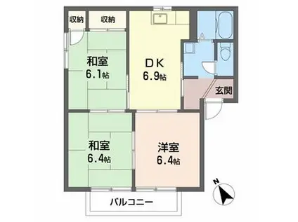 MSシーサイドプラザ(3DK/2階)の間取り写真