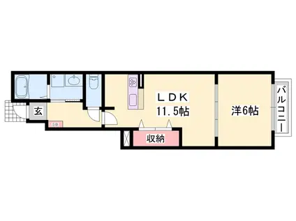 アミュエスト(1LDK/1階)の間取り写真