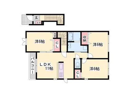 ファミールハイム(2LDK/2階)の間取り写真