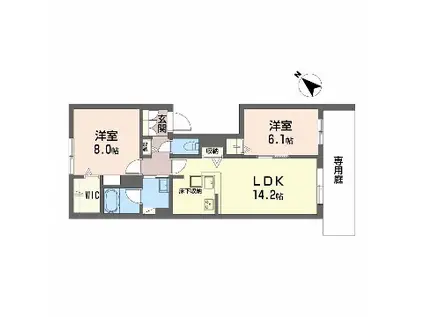 SHAMAISON MIMOSA OKUBO(2LDK/1階)の間取り写真