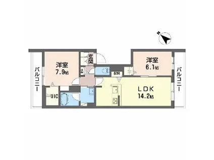 SHAMAISON MIMOSA OKUBO(2LDK/2階)の間取り写真