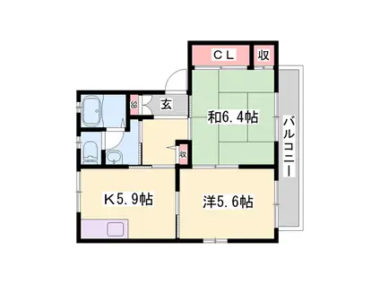 プレミール上中(2K/1階)の間取り写真