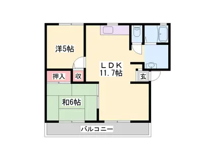 ハイツ・ルーチェ(2LDK/1階)の間取り写真