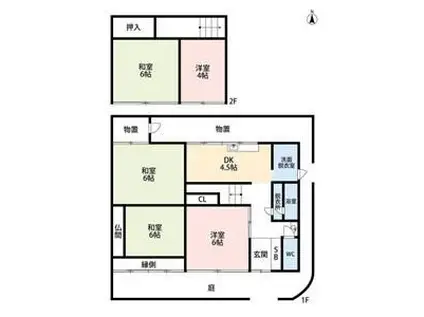 加古川線 新西脇駅 徒歩1分 2階建 築60年(5DK)の間取り写真