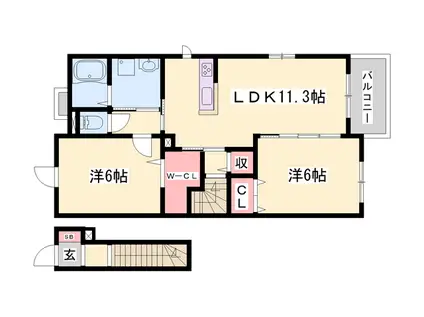 シーズンズコンフォートⅡ(2LDK/2階)の間取り写真