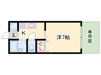 パセオ柿山伏(1K/1階)の間取り写真