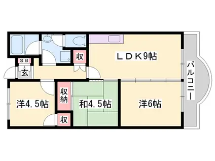 ヤナギマンション(3LDK/5階)の間取り写真