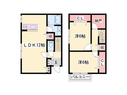 K.ハイツ(2LDK/2階)の間取り写真