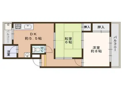 エビスマンション(2DK/1階)の間取り写真