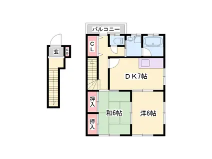 Tハイツ(2DK/2階)の間取り写真