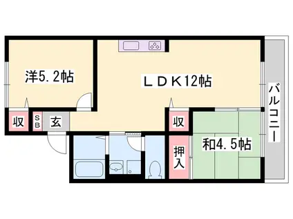 アイネス B棟(2LDK/2階)の間取り写真