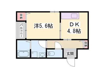 BELL SECOND(1DK/1階)の間取り写真