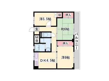 ビレッジハウス尾上(3DK/4階)の間取り写真