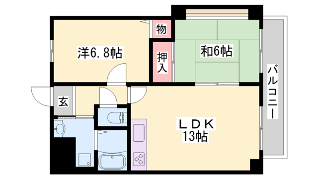 グリーンハイツ東山2(2LDK/3階)の間取り写真