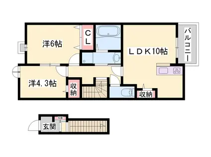 ベル・プラージュ(2LDK/2階)の間取り写真