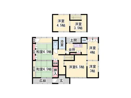 姫新線 本竜野駅 徒歩30分 2階建 築62年(7K)の間取り写真