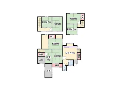 赤穂線 播州赤穂駅 バス乗車時間：20分 正保橋北バス停で下車 徒歩6分 2階建 築101年(7LDK)の間取り写真