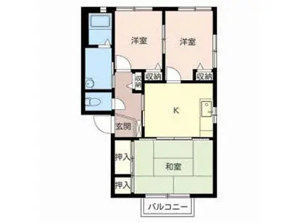 JAハーブハイツ上滝野(3K/2階)の間取り写真