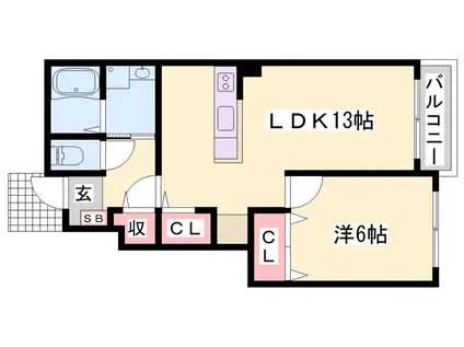 リーベル・ヴィテ(1LDK/1階)の間取り写真