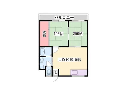 グリーンビレッジ書写(2LDK/2階)の間取り写真