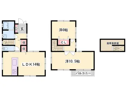 山陽本線 網干駅 徒歩30分 2階建 築23年(2LDK)の間取り写真