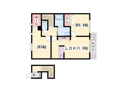 カーザ ボニータ(2LDK/2階)の間取り写真