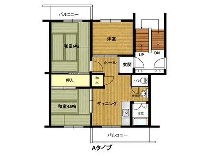 播磨本荘3号棟(3DK/5階)の間取り写真