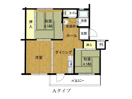 姫路青山公社団地 5号棟(3DK/2階)の間取り写真