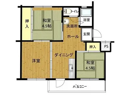 姫路青山公社団地 6号棟(3DK/1階)の間取り写真