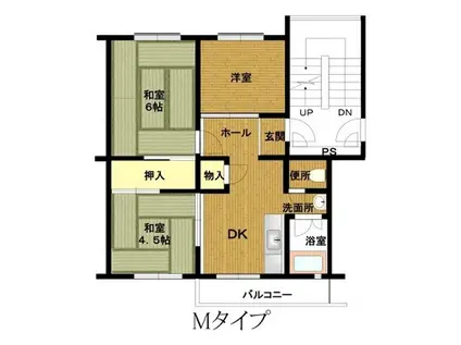 姫路市川公社団地 6号棟(3DK/4階)の間取り写真