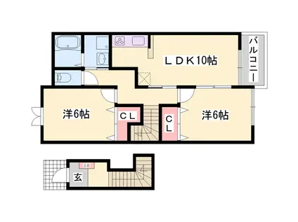 シャンティ・アイ弐番館(2LDK/2階)の間取り写真