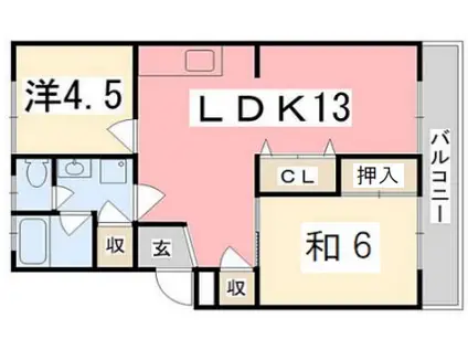 ハイツ北条口(2LDK/1階)の間取り写真