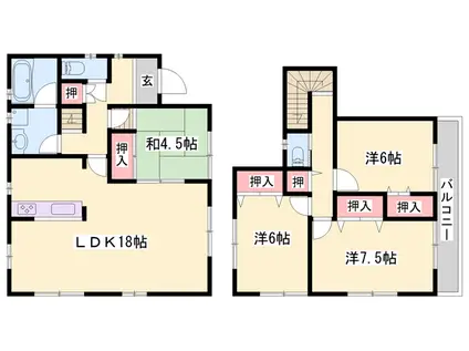 山陽電気鉄道網干線 山陽天満駅 徒歩20分 2階建 築8年(4LDK)の間取り写真