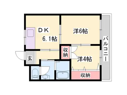 ロイヤル・サハホリ(2DK/3階)の間取り写真