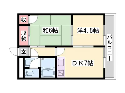 ベルトピア手柄1(2DK/2階)の間取り写真