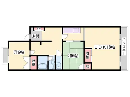 藤野ビル(2LDK/4階)の間取り写真