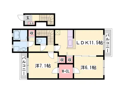 アルブルシャルマン(2LDK/2階)の間取り写真