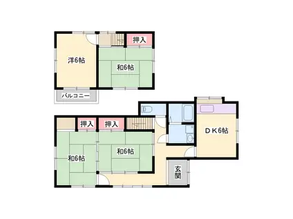 姫新線 余部駅 徒歩21分 2階建 築48年(4DK)の間取り写真